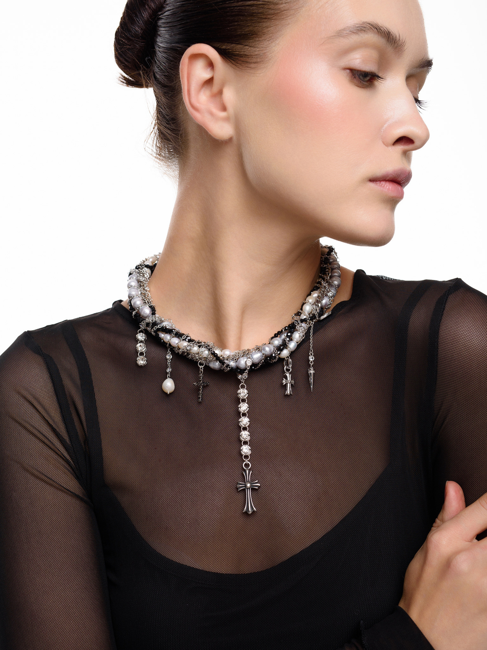 Колье "Glamour" из жемчуга и шпинели