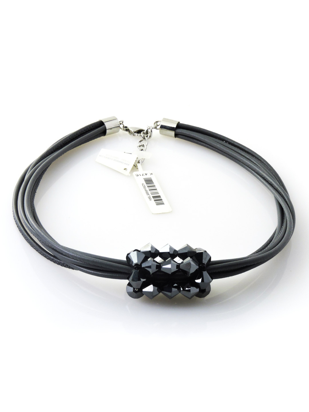 4716 Coeur de Lion колье с кристаллами Сваровски и мягкой кожи наппа в 4 сложения.