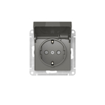 ATLASDESIGN РОЗЕТКА с заземл. со шторк. с крышкой,16А,IP20,мех., быстрозажим. клем., СТАЛЬ