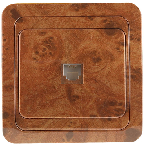 СВЕТОЗАР Гамма, телефонная, одинарная, цвет орех, электрическая розетка (SV-54117-N)