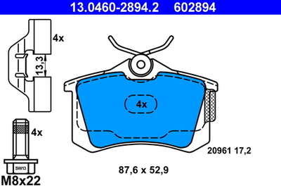 ATE - 13046028942-ATE - Brake Pad Set, disc brake