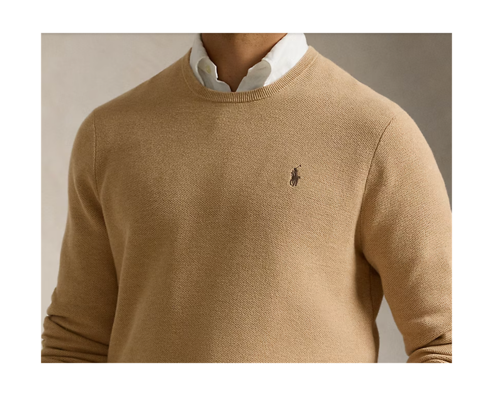 Фактурный хлопковый свитер с круглым вырезом Polo Ralph Lauren
