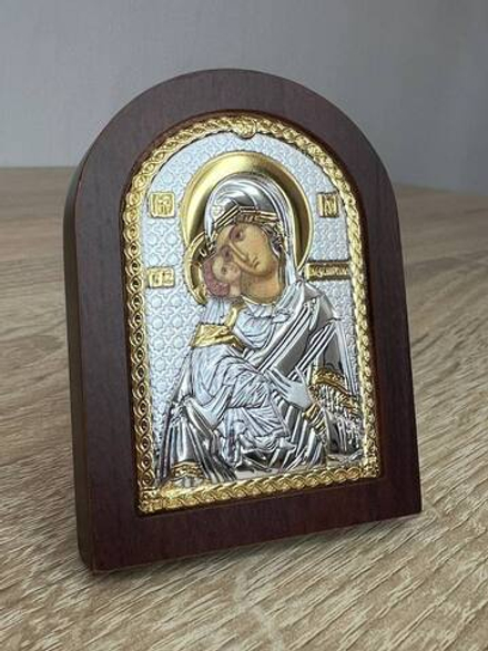 Владимирская БМ, икона арочная, красное дерево 60х75