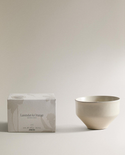Zara Home Свеча ароматическая Lavender & Orange 230 г, растительный воск, аромат свежий цитрусовый, Горчичный