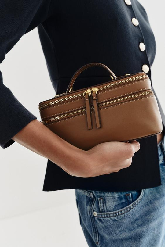 ZARA СУМКА-КЕЙС, ТЕМНЫЙ РЫЖЕВАТО-КОРИЧНЕВЫЙ
