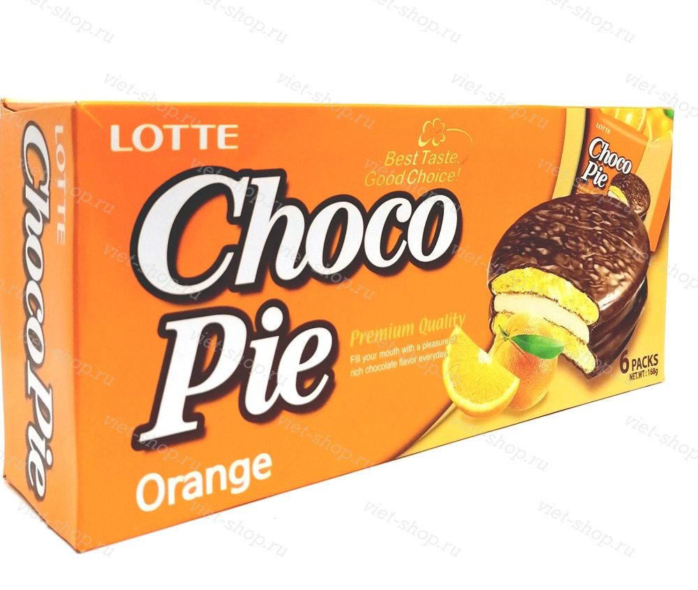 Пирожное LOTTE Choco Pie orange, Корея, 168 гр.