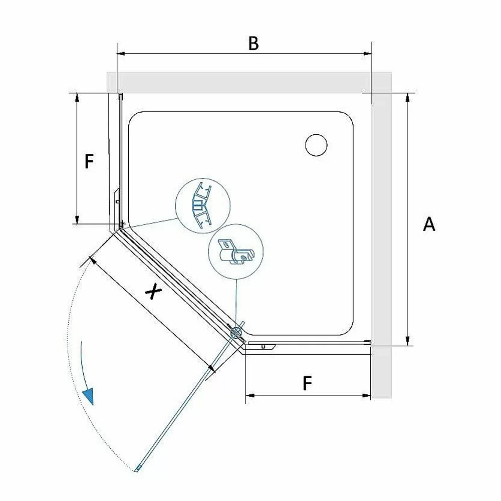 Душевой уголок RGW Passage PA-82B 90x90 41088299-14 стекло прозрачное/профиль черный