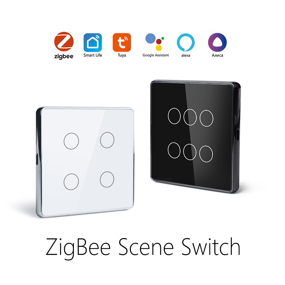 Сенсорный выключатель Zigbee 2CH беспроводной SS2 (на аккумуляторах, черный)