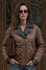 Куртка-косука комбинированная с кожей