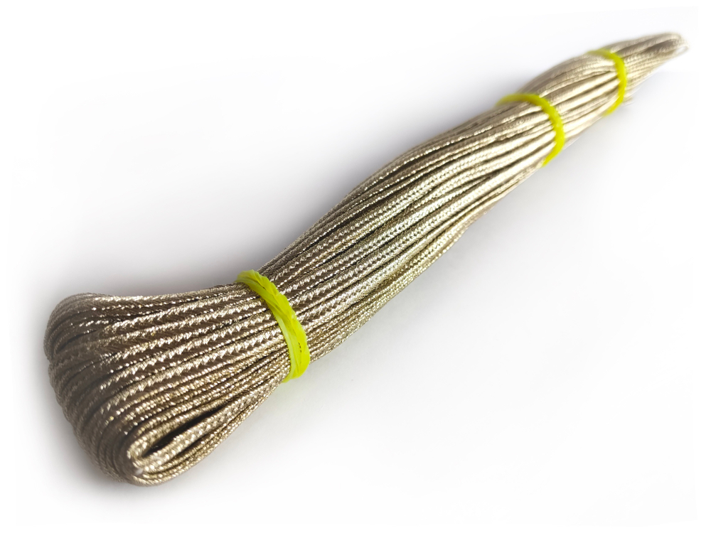 Сутаж полиэстер с люрексом 3мм золото зеленое
