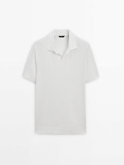 Massimo Dutti Поло из хлопка с короткими рукавами, белый