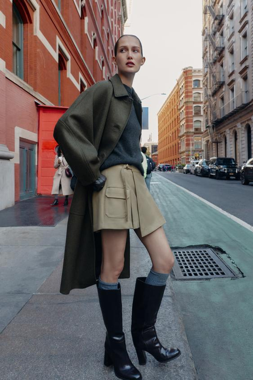 ZARA ЮБКА-ШОРТЫ КАРГО, СВЕТЛЫЙ ЖЕЛТО-КОРИЧНЕВЫЙ