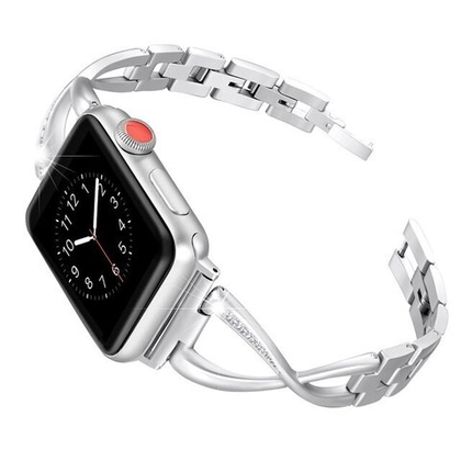 Ремешок Apple Watch 38мм, V образного типа со стразами Silver