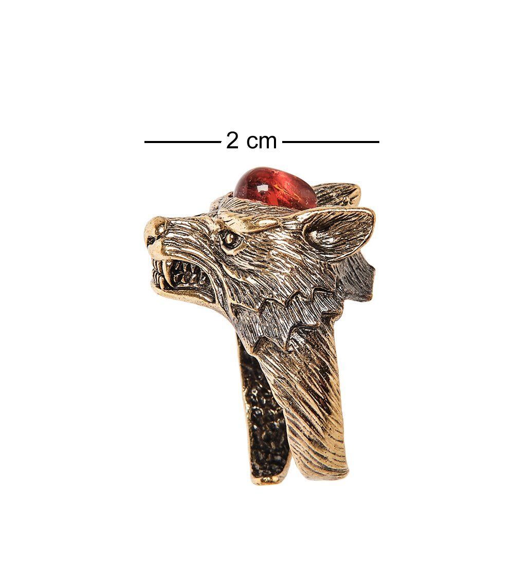 AM-2431 Кольцо «Волк» (латунь, янтарь)