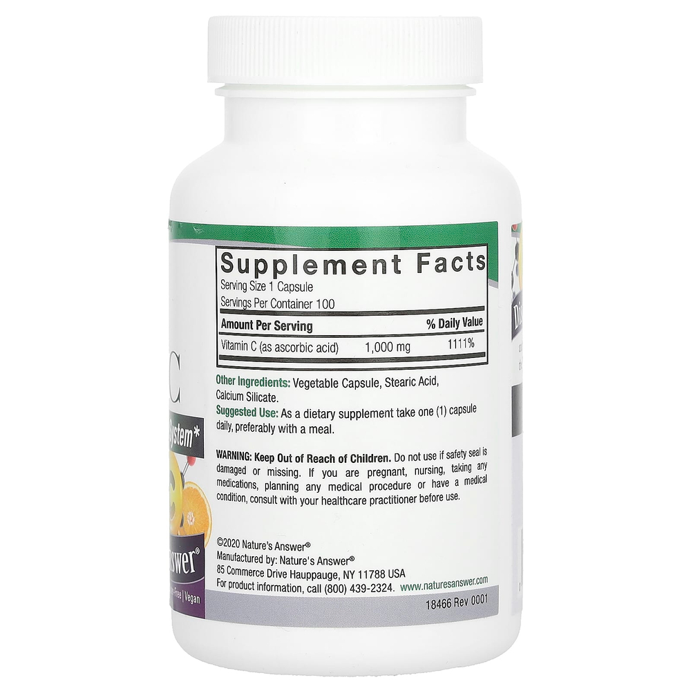 Nature's Answer, Витамин C, 1000 мг, 100 вегетарианских капсул