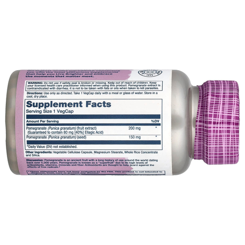 Solaray, Vital Extracts, гранат, 60 растительных капсул