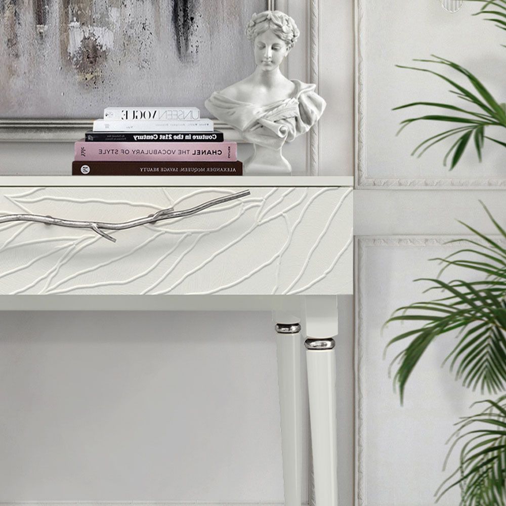 Консоль Арт Колор leaves Классик Сильвер Белый опал