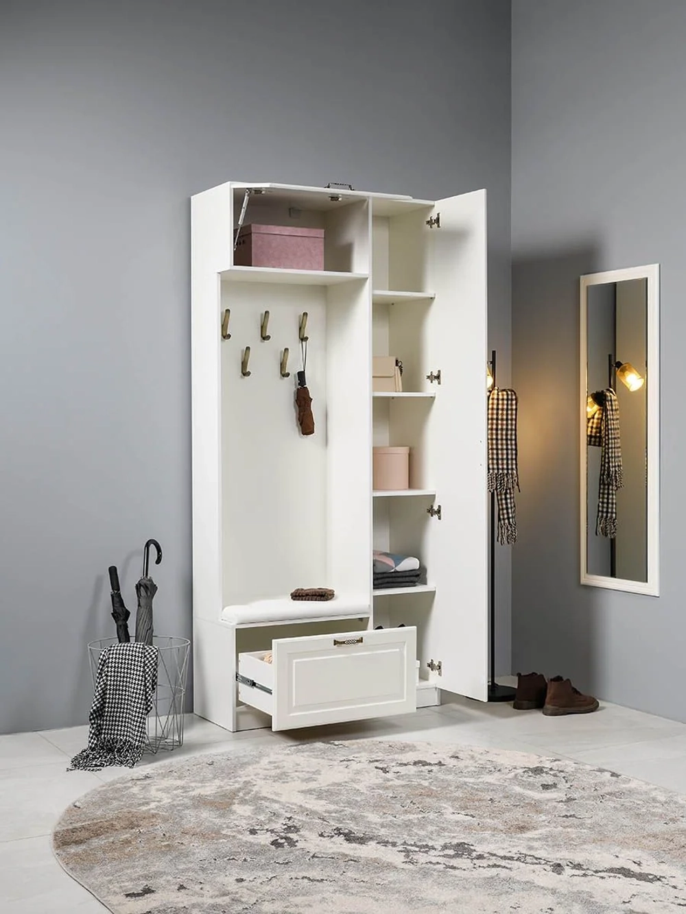 Прихожая Ливерпуль 13.21 Белый/Ясень ваниль