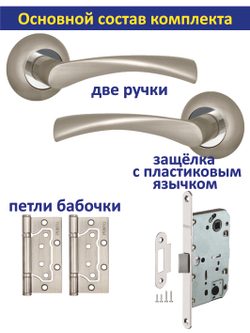 Дверная ручка межкомнатная с защелкой и петлями