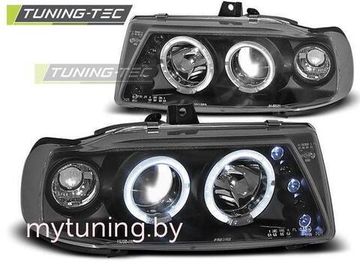Передние фары Seat Cordoba 1/Ibiza 2/VW Polo 3 angel eyes black
