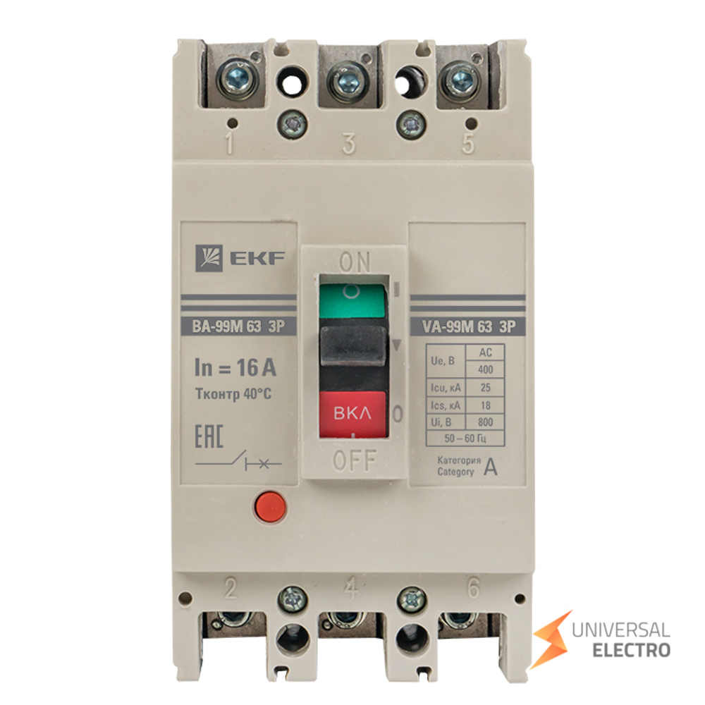 Выключатель автоматический ВА-99М 63/16А 3P 25кА EKF