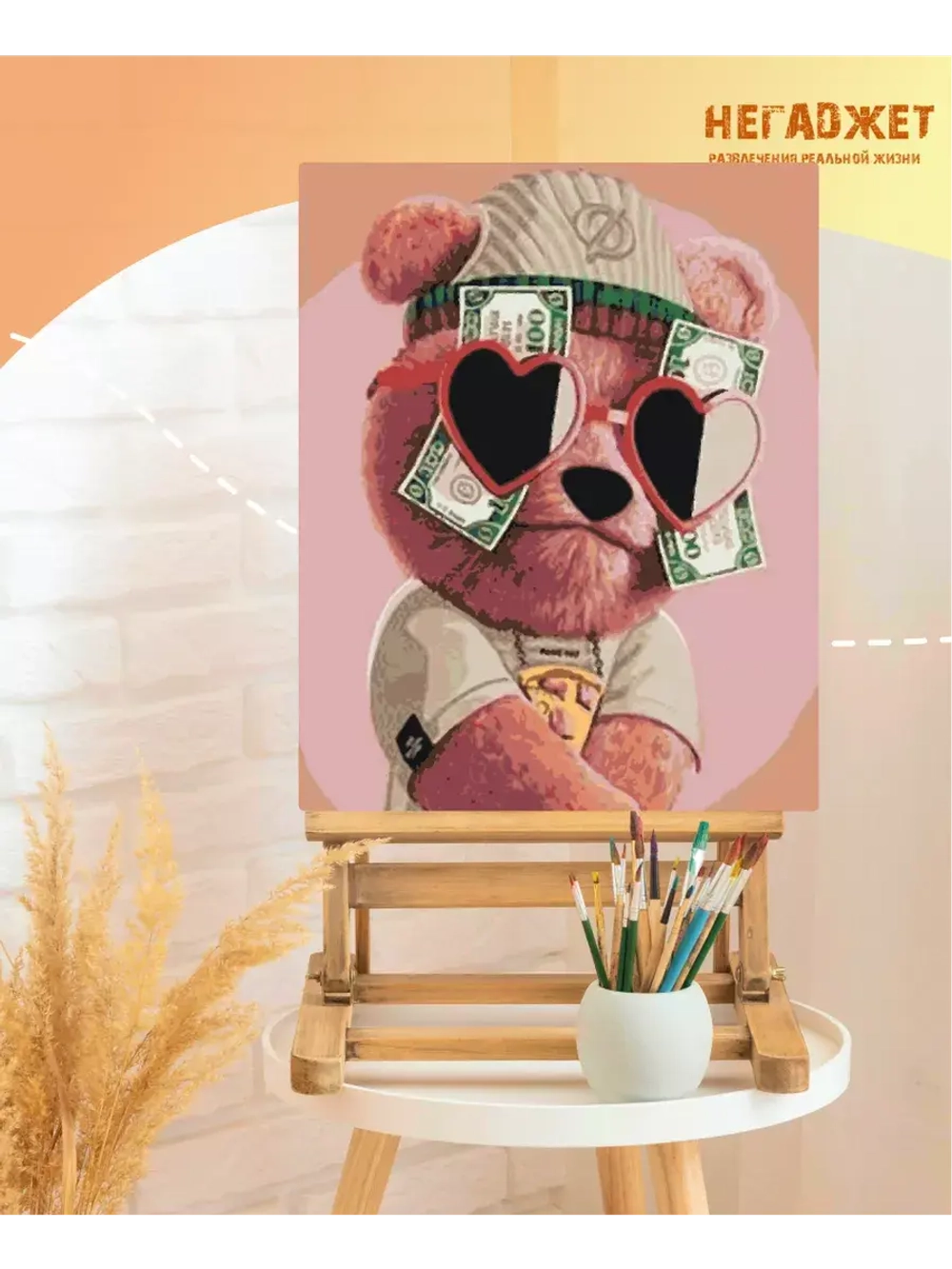 Мишка Тедди Доллары Картина по номерам на холсте 40х50
