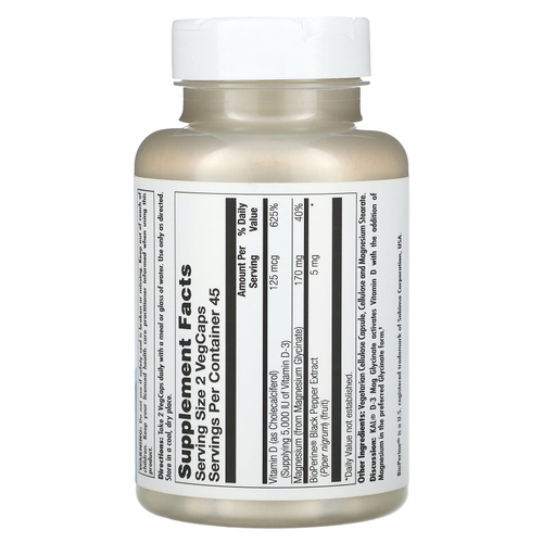 KAL, Глицинат магния D-3, 90 вегетарианских капсул