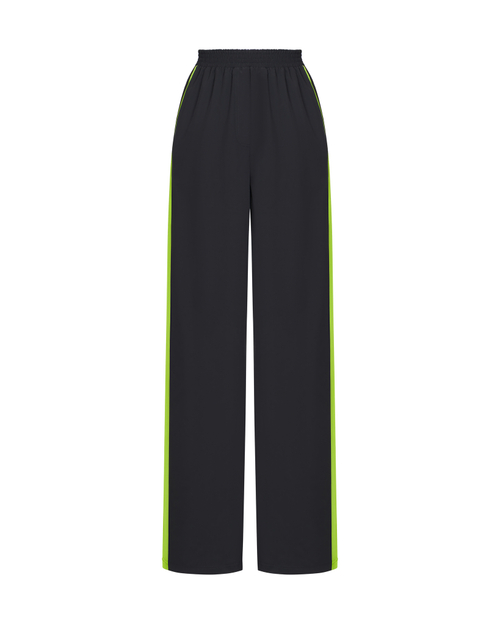 Брюки с зелеными лампасами, черный