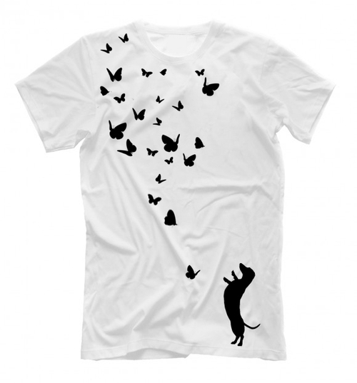 Футболка "Такса и бабочки"