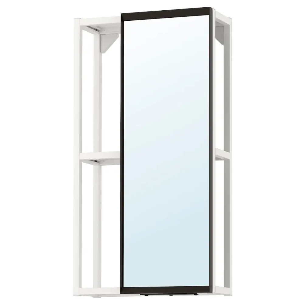 Открытый стеллаж с зеркалом - IKEA ENHET, 40х15х75 см, белый, ЭНХЕТ ИКЕА