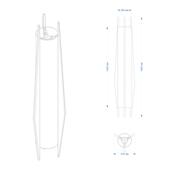 Техническая схема и размеры торшера Teka, чертеж с габаритами