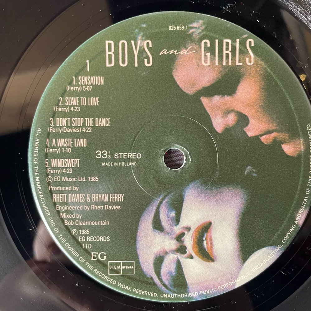 Винтажная виниловая пластинка LP Bryan Ferry Boys And Girls (Нидерланды 1985)