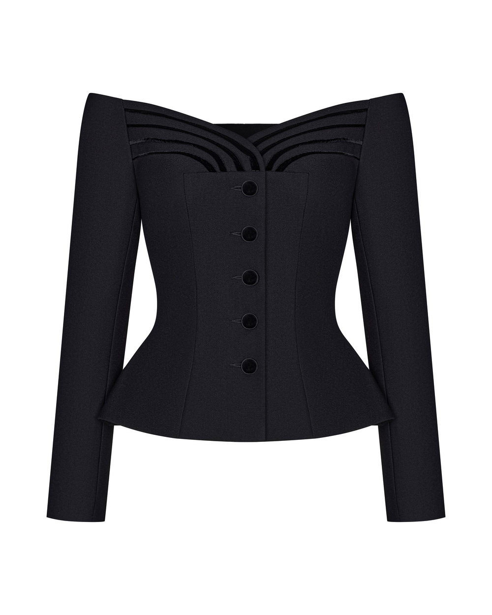 Жакет с горловиной лодочкой из крепа