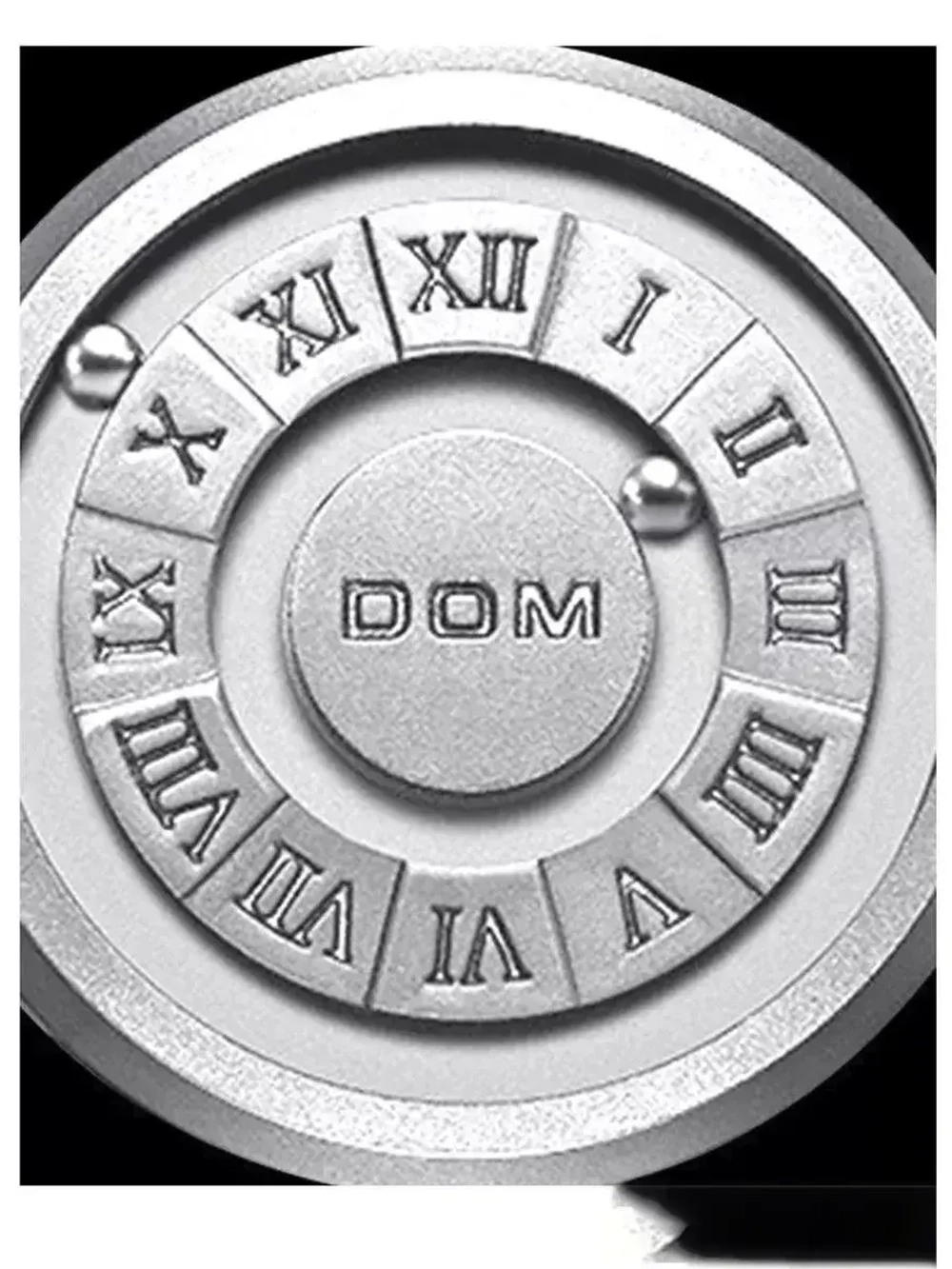 Часы наручные с магнитными шариками кварцевые DOM на кожаном ремешке, серебристый/оттенки коричневого W8620-02