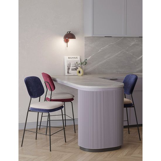 Стул полубарный pea, велюр, бордовый/бежевый