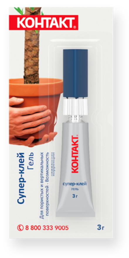 Универсальный супер-клей гель КОНТАКТ 3г. (12шт.)