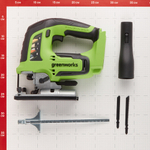 Лобзик аккумуляторный GREENWORKS GD24JS 24В,100мм-дер.,8мм-сталь,б/щ,без АКБ и ЗУ (3601407)