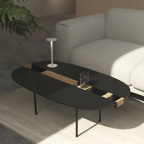 Журнальный столик Between S, 90х64х37 см, черный ясень