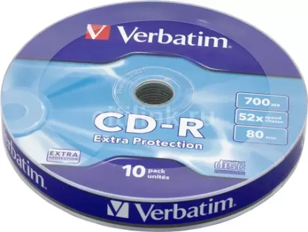 Оптический диск Verbatim CD-R 700MB 52X Extra Protection, Bulk, 10 шт