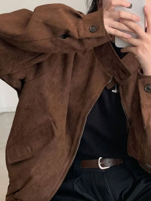 Бомбер куртка из замши