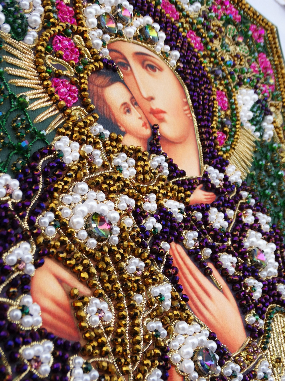 И-19а Набор для вышивания хрустальными камнями Богородица "Феодоровская" (акриловый жемчуг)