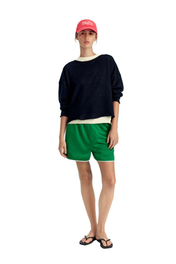 ZARA X BENITO ANTONIO КОНТРАСТНЫЕ АТЛАСНЫЕ ШОРТЫ, ЗЕЛЕНЫЙ