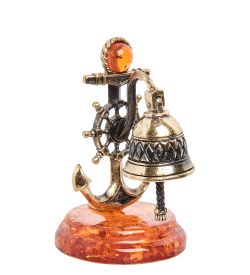 Народные промыслы AM-1845 Фигурка «Рында с якорем» (латунь, янтарь)