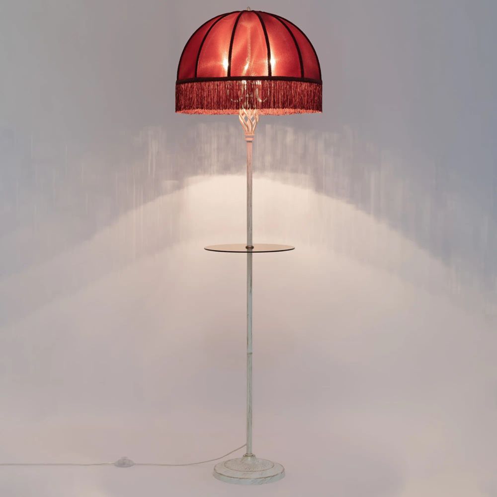 Citilux Базель CL407923T Торшер патина со столиком и красным абажуром