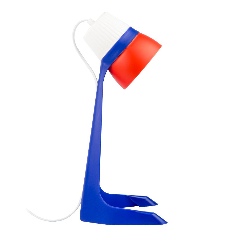 ULO-K22 D-E14-A WHITE-BLUE-RED Светильник настольный. 40W. Цоколь E14. Механический выключатель. Триколор. ТМ Uniel