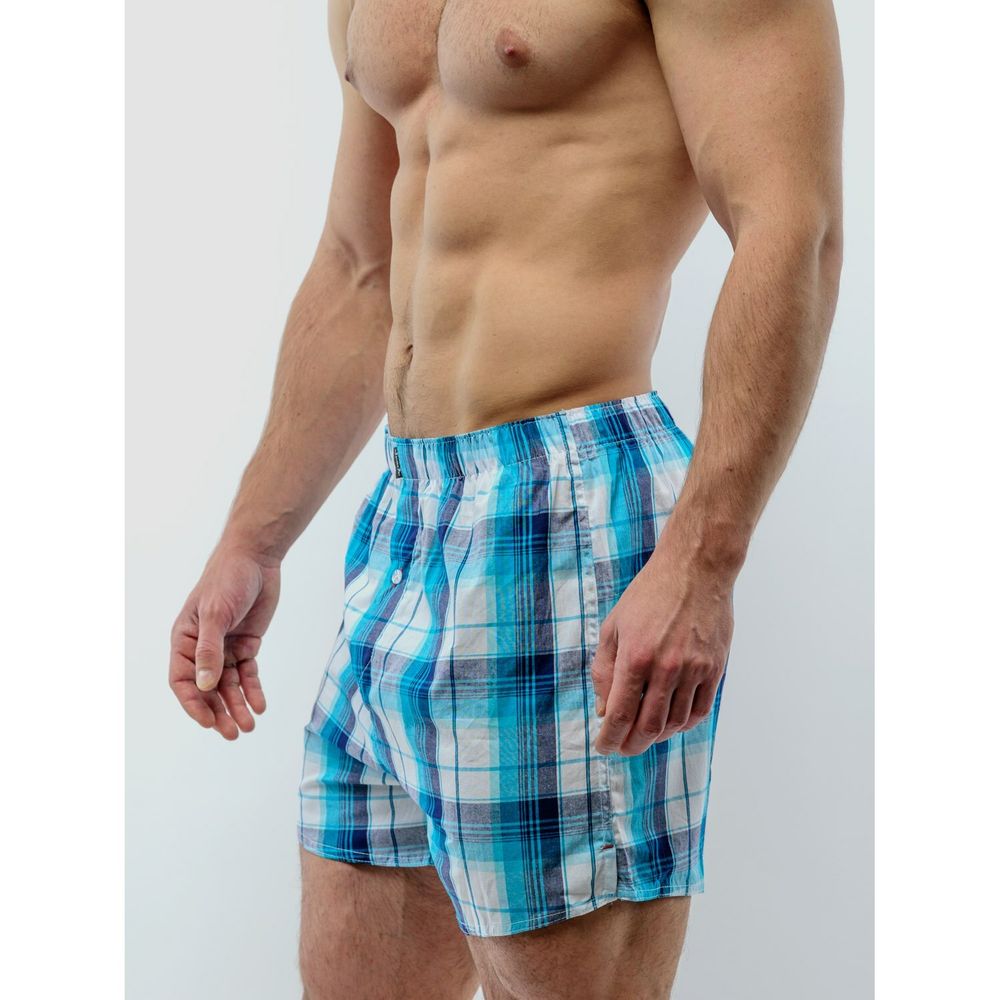 Мужские трусы-шорты голубые в клетку SERGIO DALLINI SG3310-13