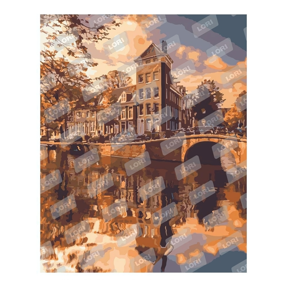 Картина по номерам 40*50см "Осенний канал" (Lori)