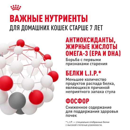 Royal Canin Indoor +7 для пожилых кошек и котов старше 7 лет, живущих в доме