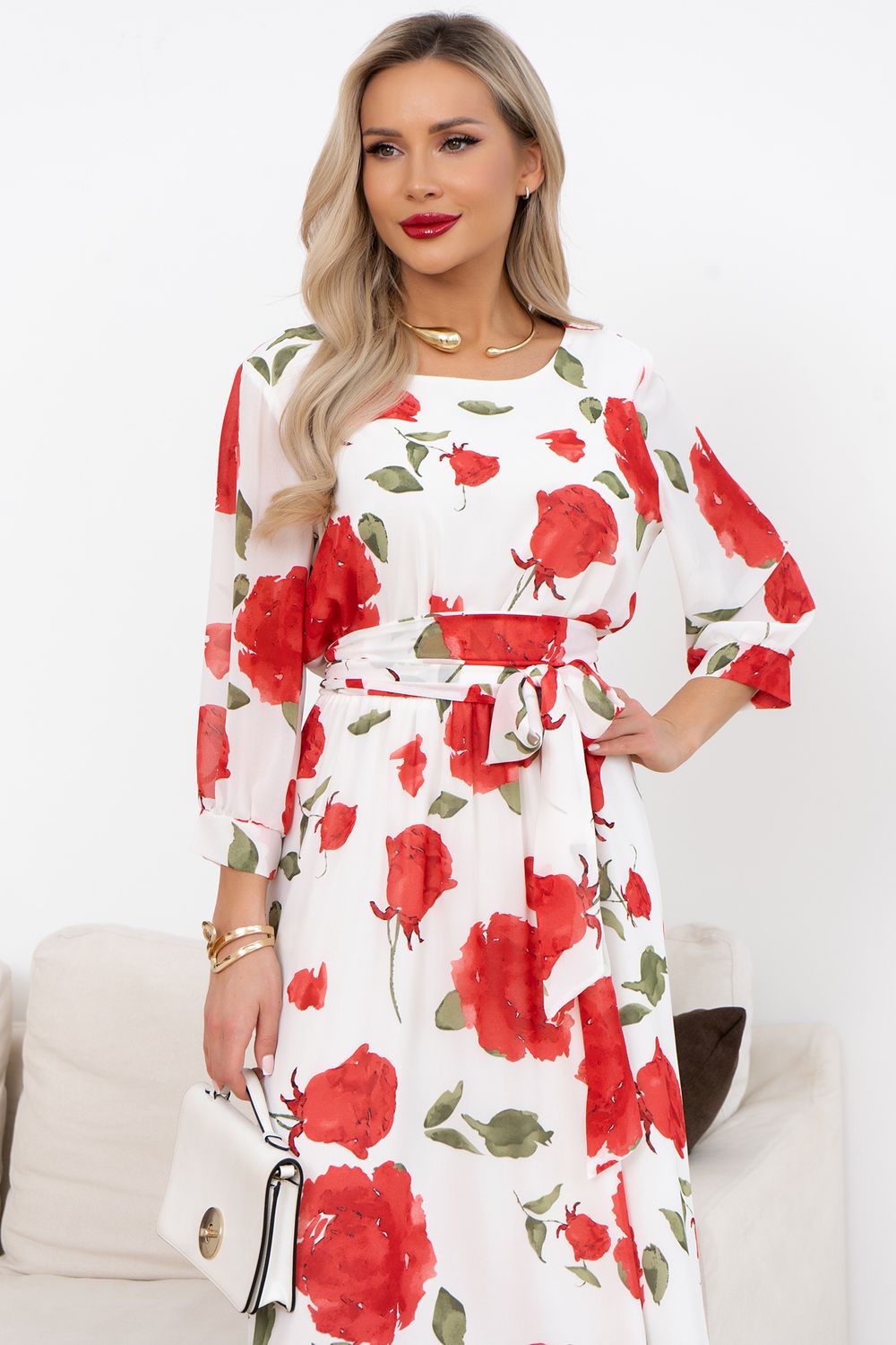 Платье Марго (белый/розы) Р11-1245 Nikol