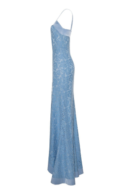 Кружевное платье-сарафан голубое 68-16SS